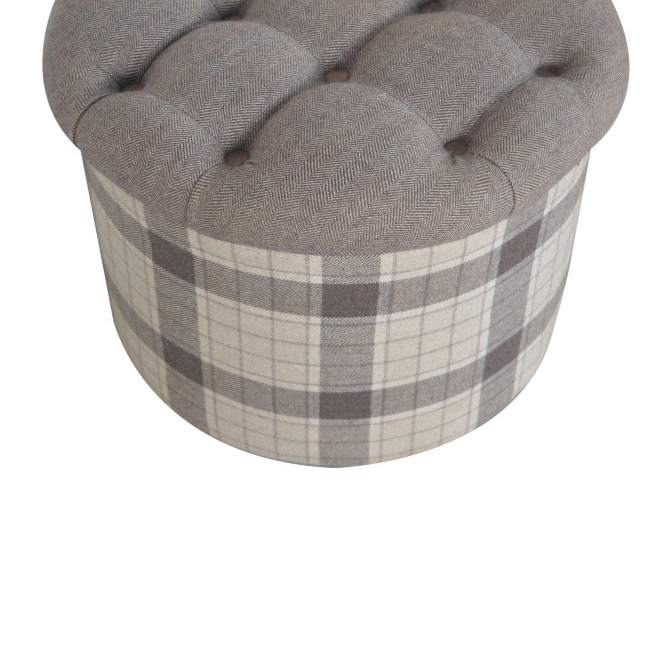 deep-button-round-checked-footstool-1at Willow and Wine!