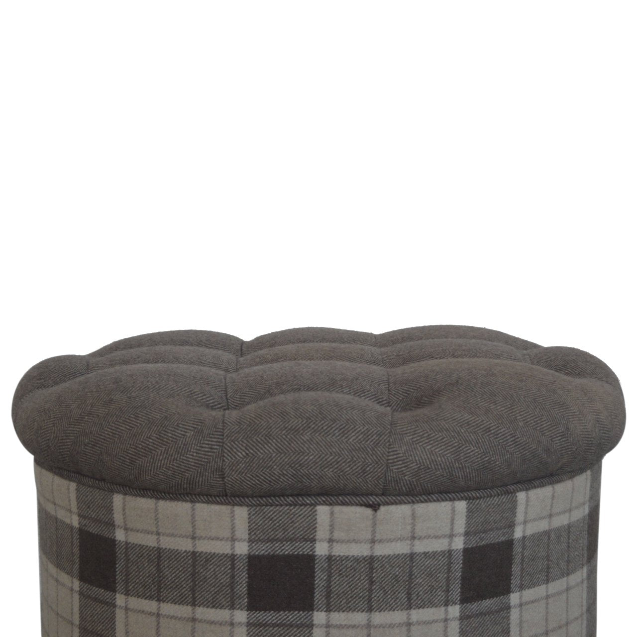 deep-button-round-checked-footstool-1at Willow and Wine!