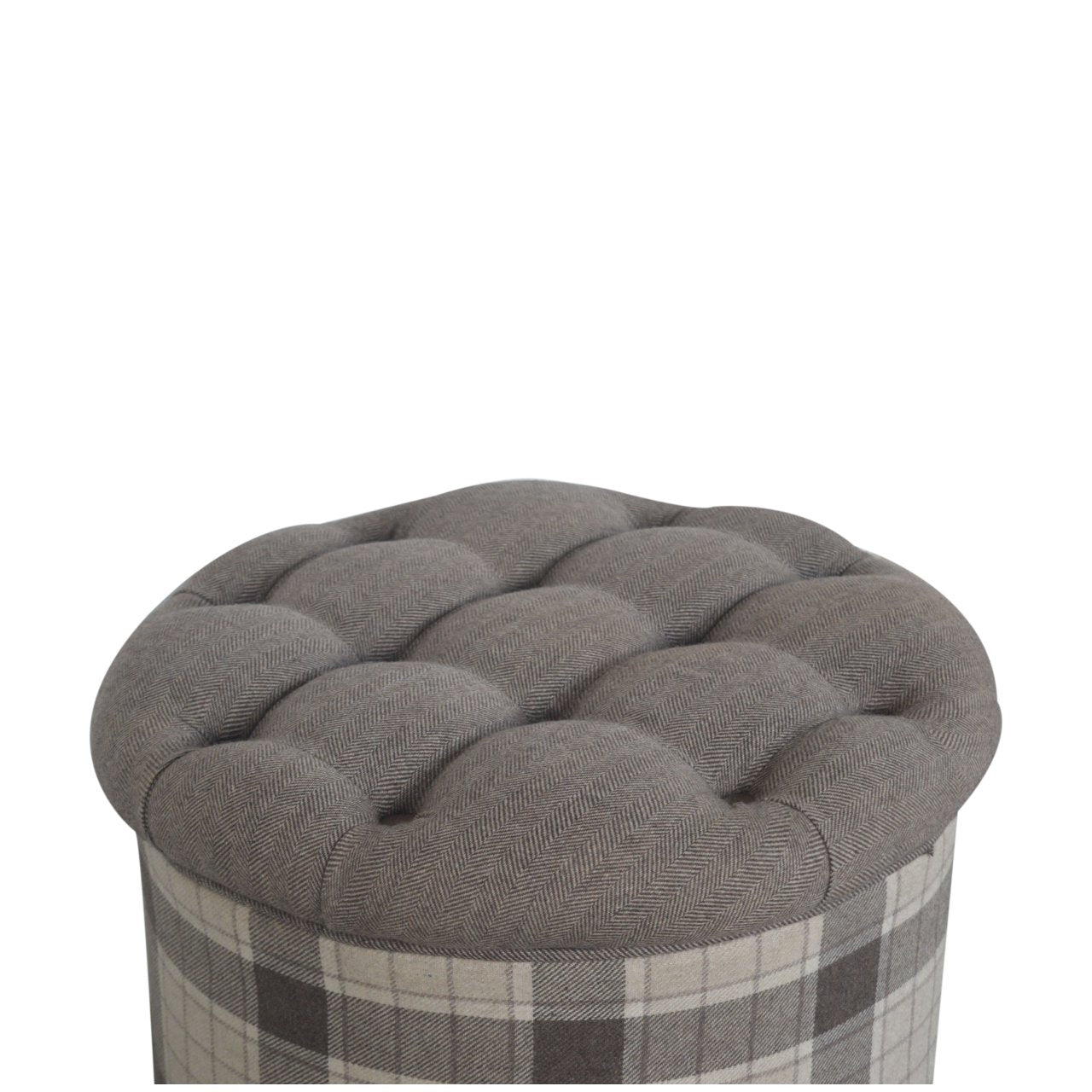 deep-button-round-checked-footstool-1at Willow and Wine!