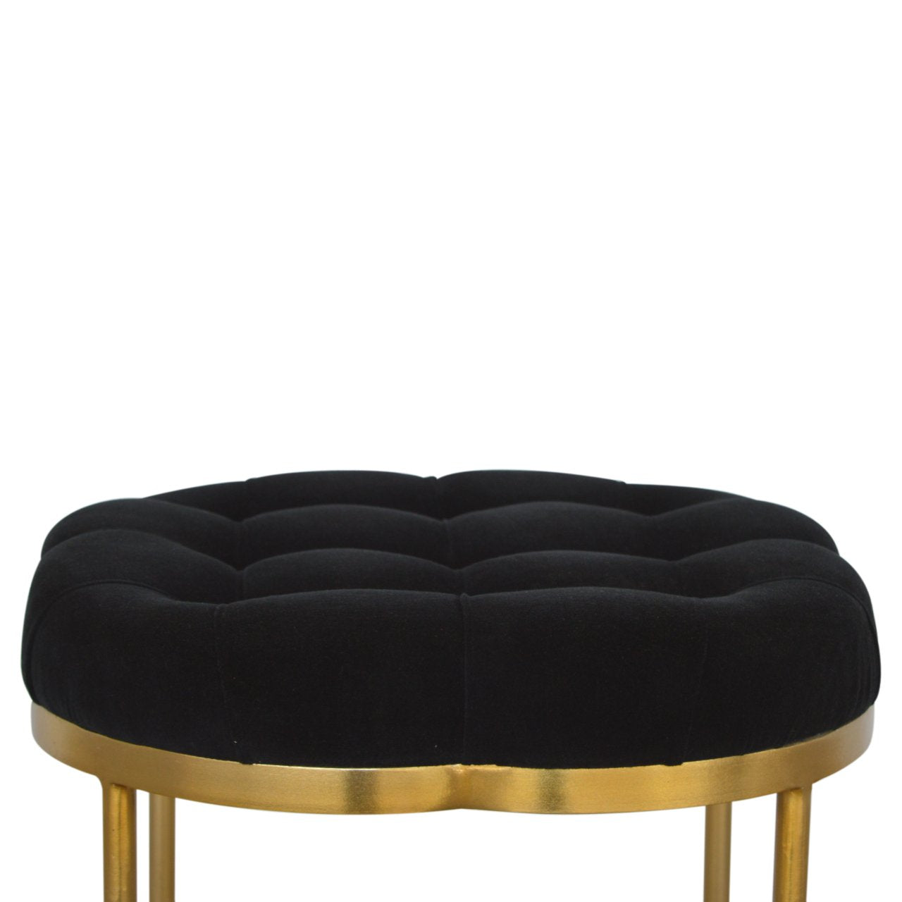 Clover Black Velvet Footstool