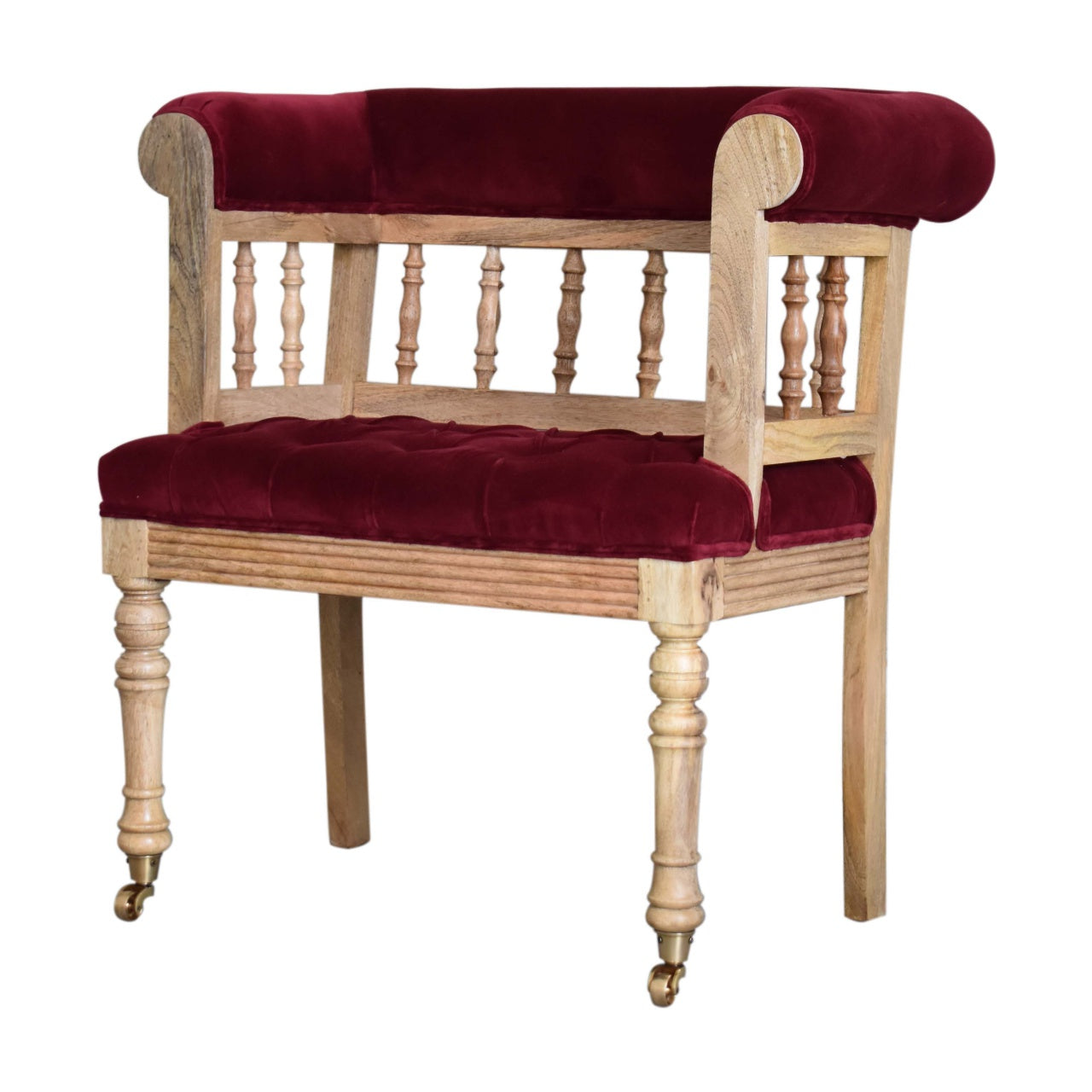 Wine Red Mini Deep Button Bench