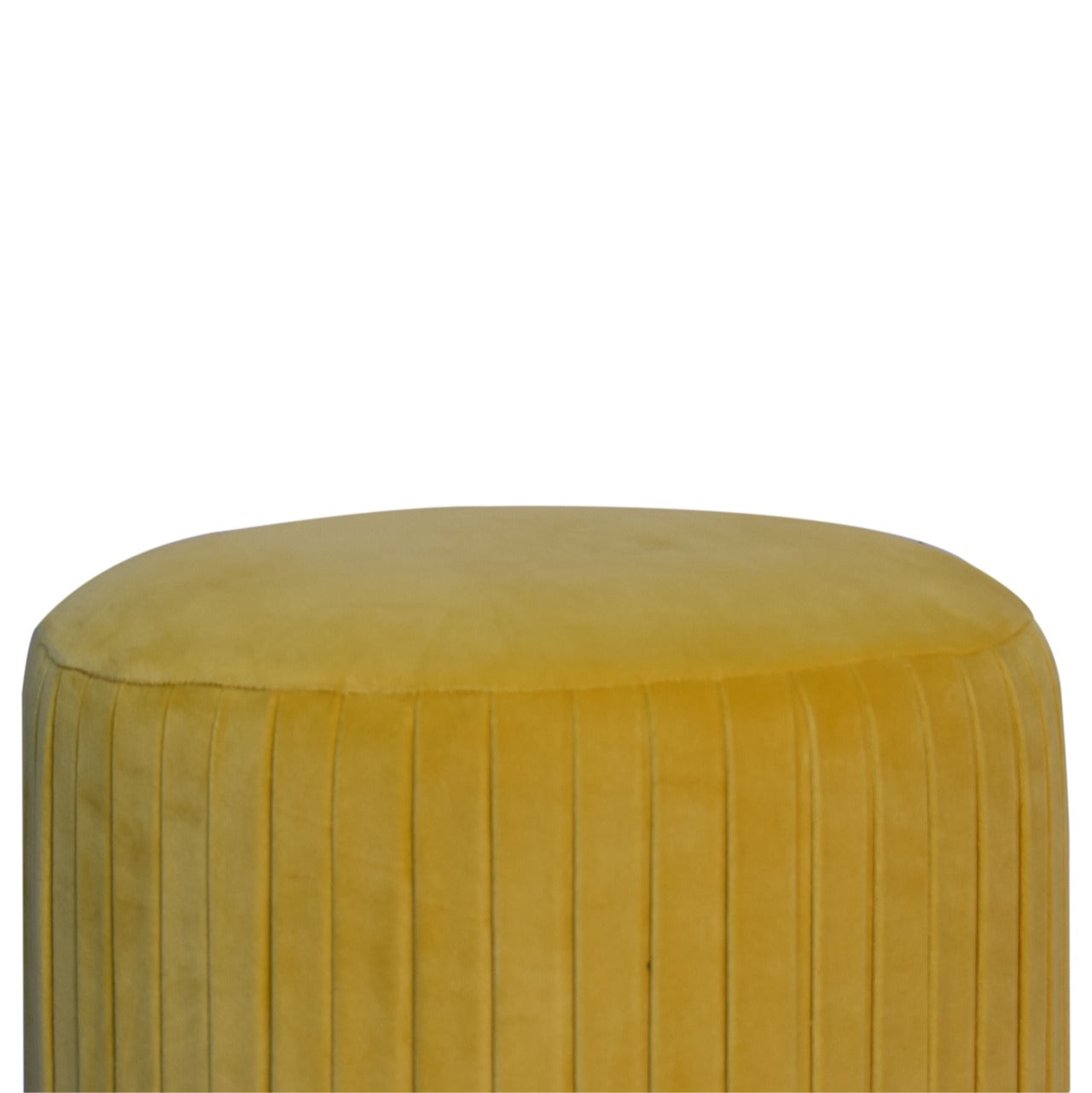 Mustard Velvet Pleated Footstool