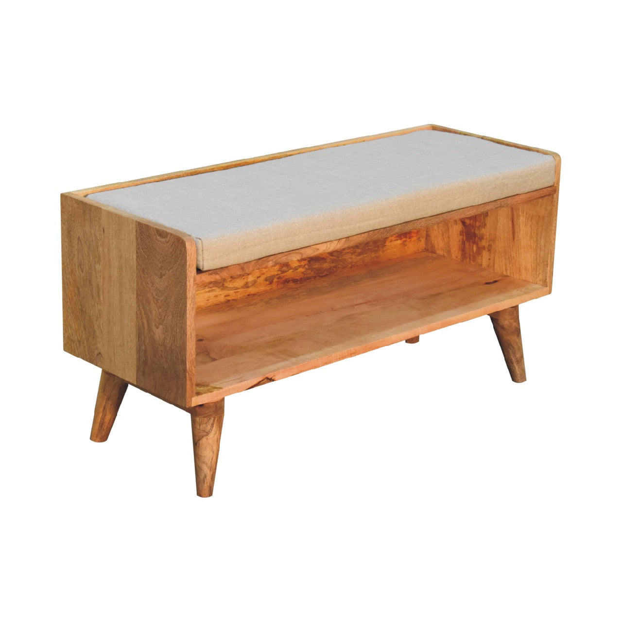 Oak-ish Nordic Storage Bench With Mud Linen