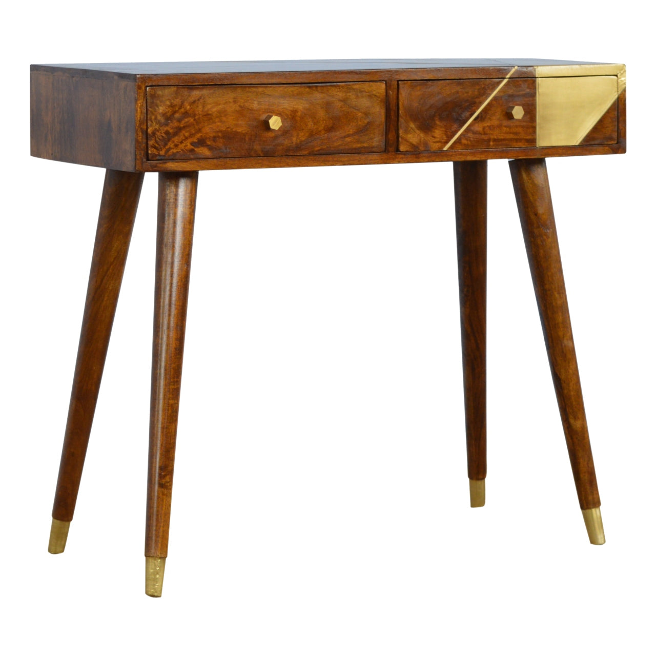 Gold Geo Chestnut Console Table