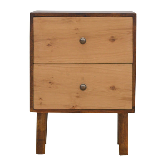 Oak Front 2 Drawer Bedside