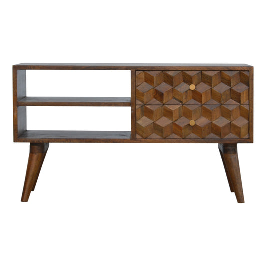 Chestnut Cube Carve Media Unit