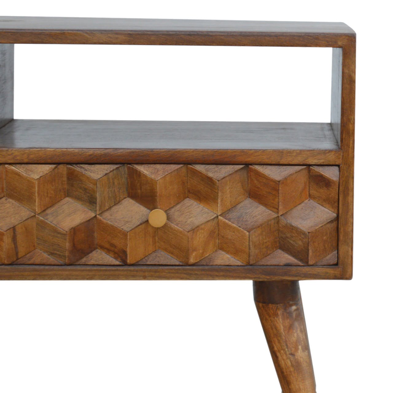 Chestnut Cube Carved TV Unit