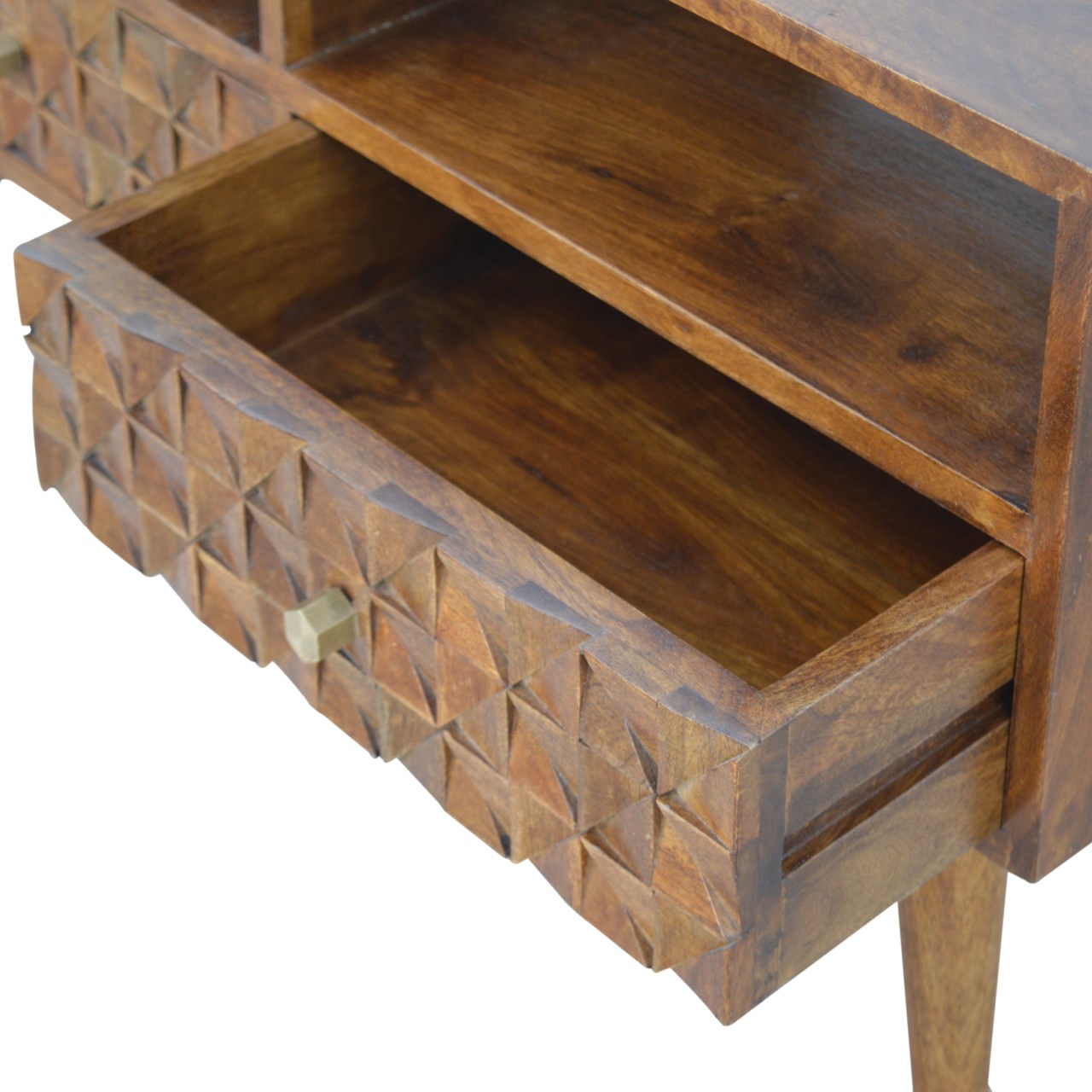 Chestnut Diamond Carved TV Unit