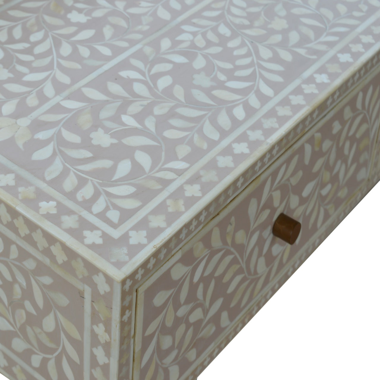 Taupe Floral Bone Console