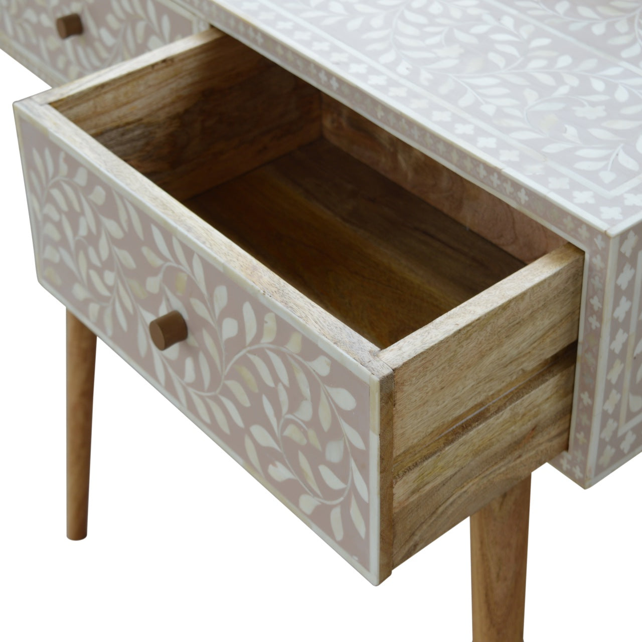 Taupe Floral Bone Console