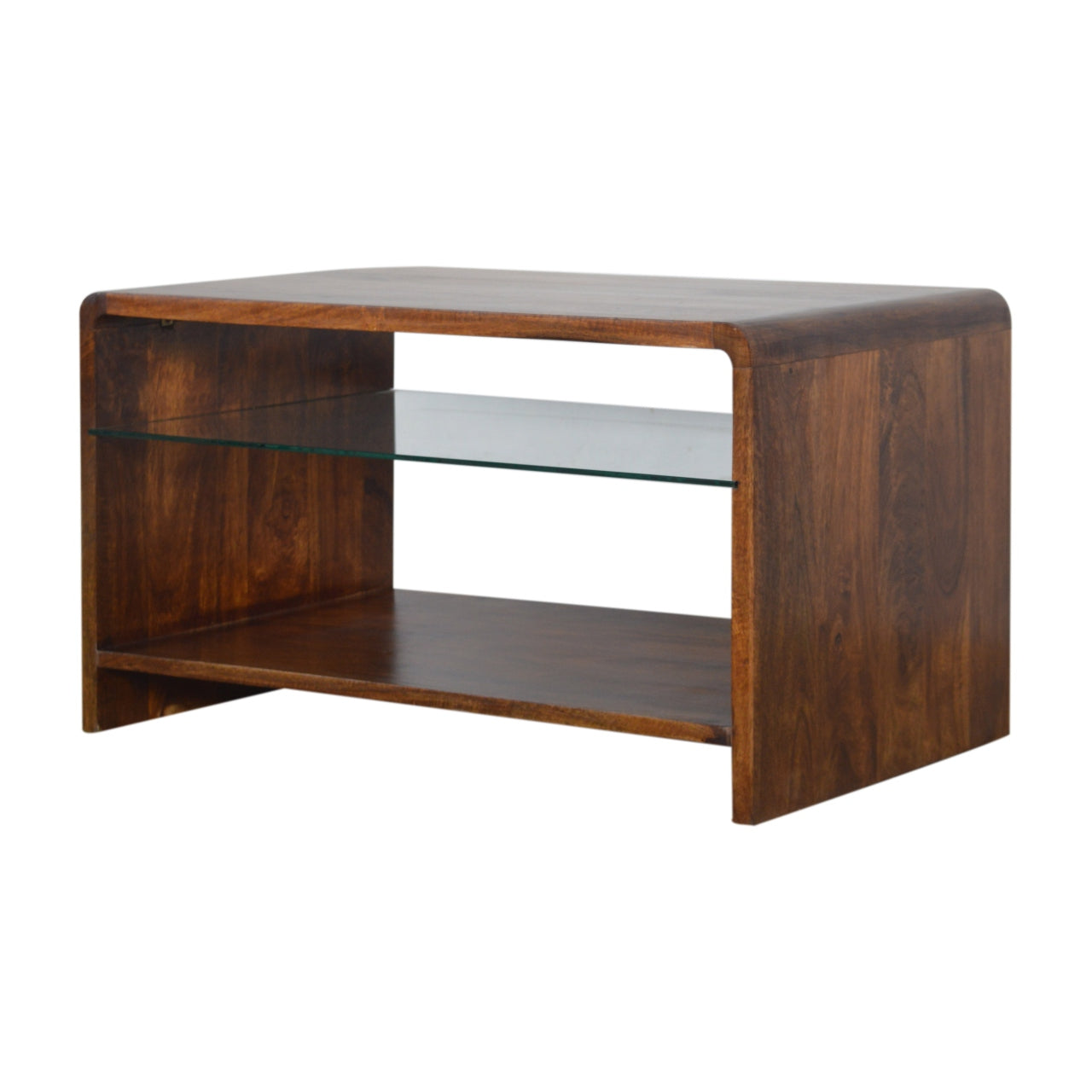 chestnut-glass-shelf-coffee-table-1at Willow and Wine!