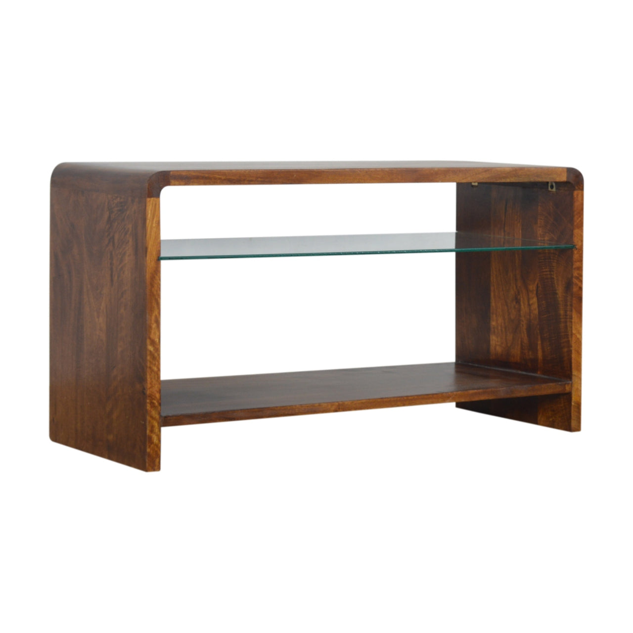 Chestnut Glass Shelf Media Unit