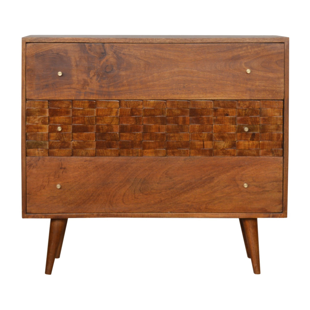 Tile Carved Chestnut Chest