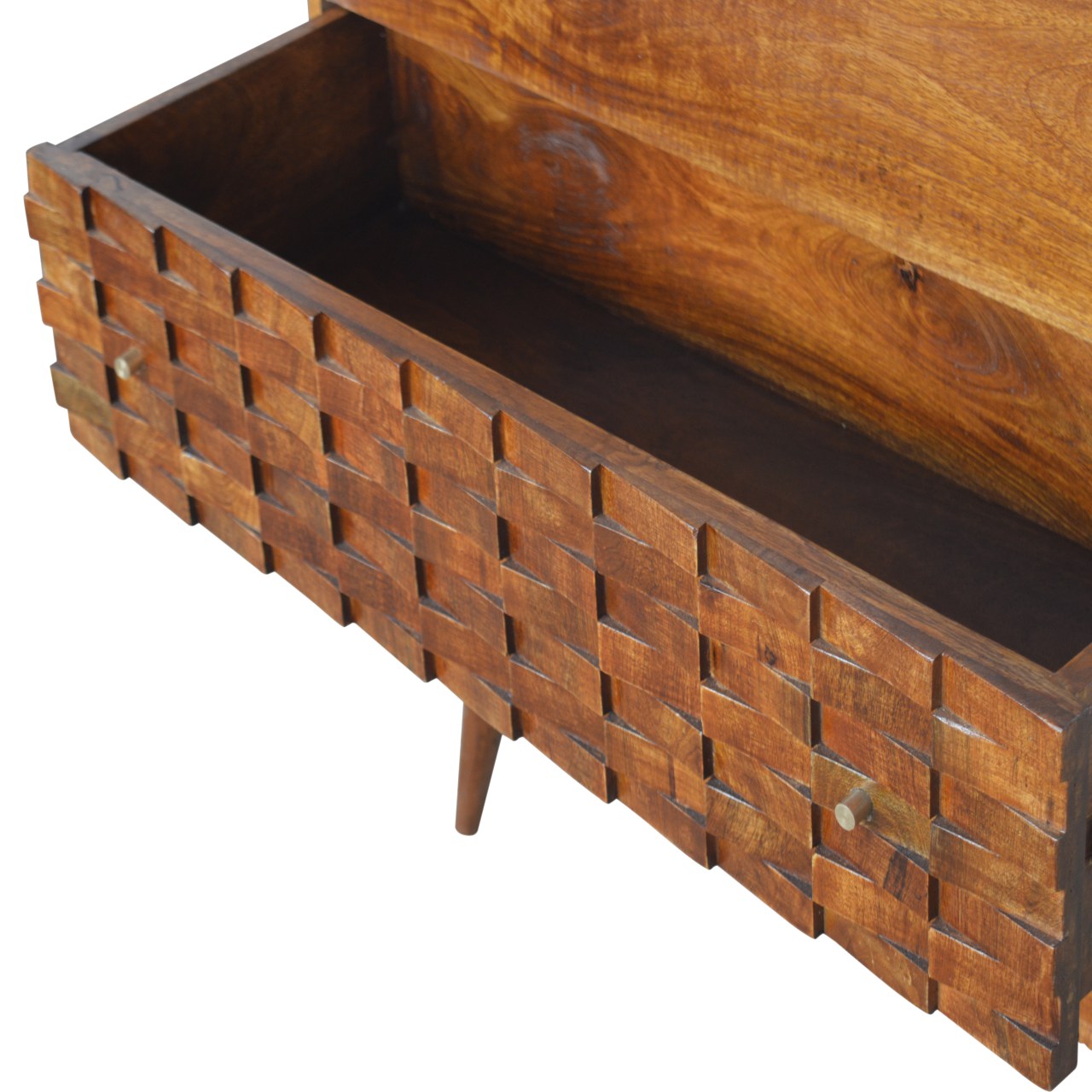 Tile Carved Chestnut Chest