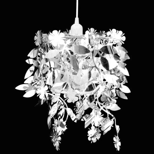 Leaves Paillette Pendant Chandelier Lamp 21,5 x 30 cm Silver at Willow and Wine