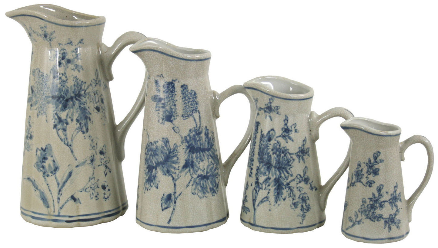 set-of-4-ceramic-jugs-vintage-blue-white-magnolia-designat Willow and Wine!