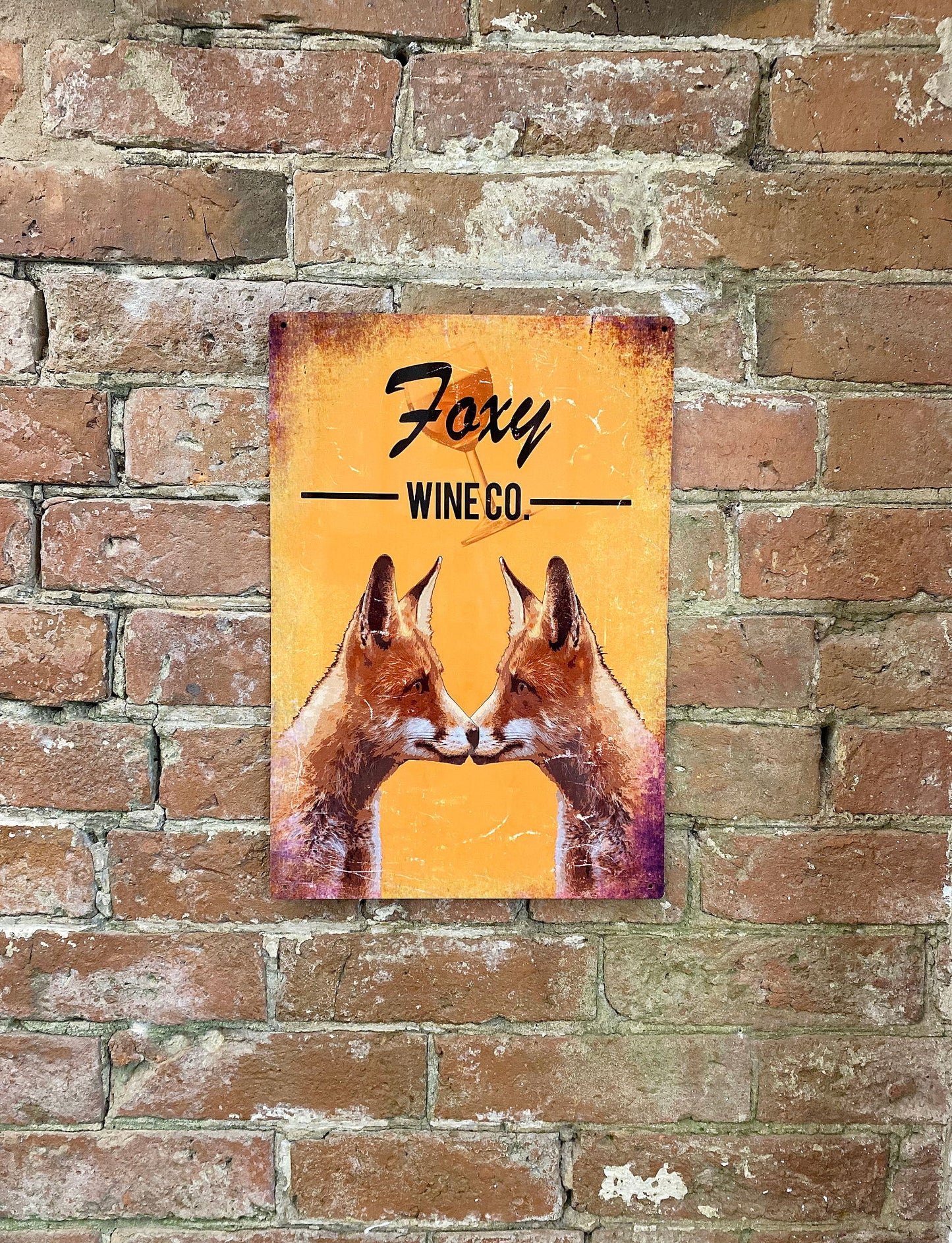 metal-advertising-wall-sign-foxy-wine-co-breweryat Willow and Wine!