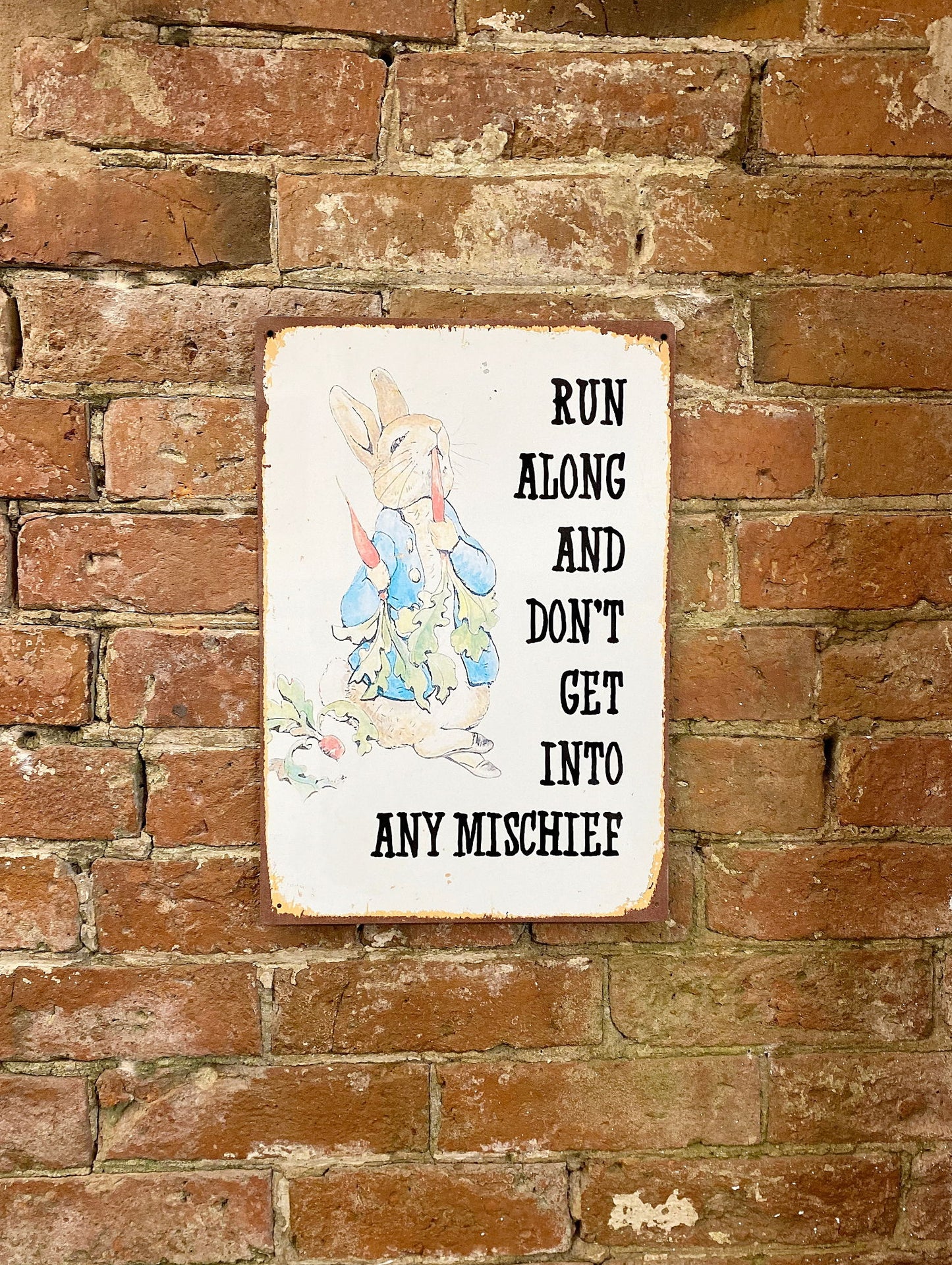 metal-movie-wall-sign-peter-rabbit-beatrix-potter-run-along-mischiefat Willow and Wine!