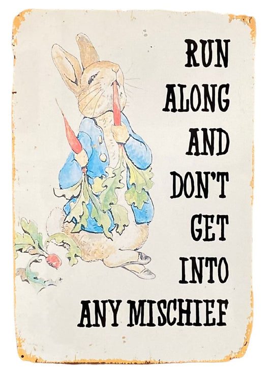 metal-movie-wall-sign-peter-rabbit-beatrix-potter-run-along-mischiefat Willow and Wine!