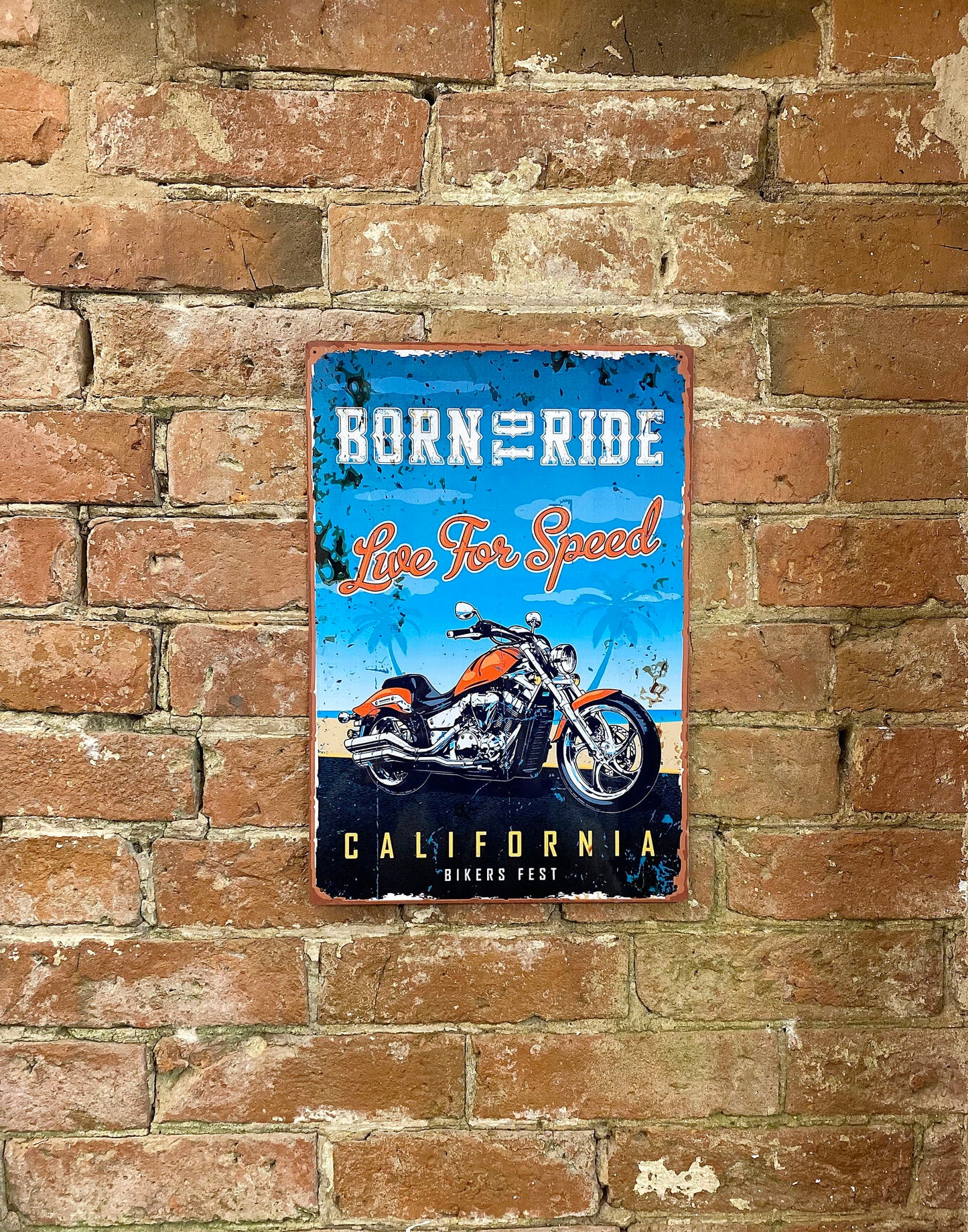 metal-retro-wall-sign-born-to-rideat Willow and Wine!