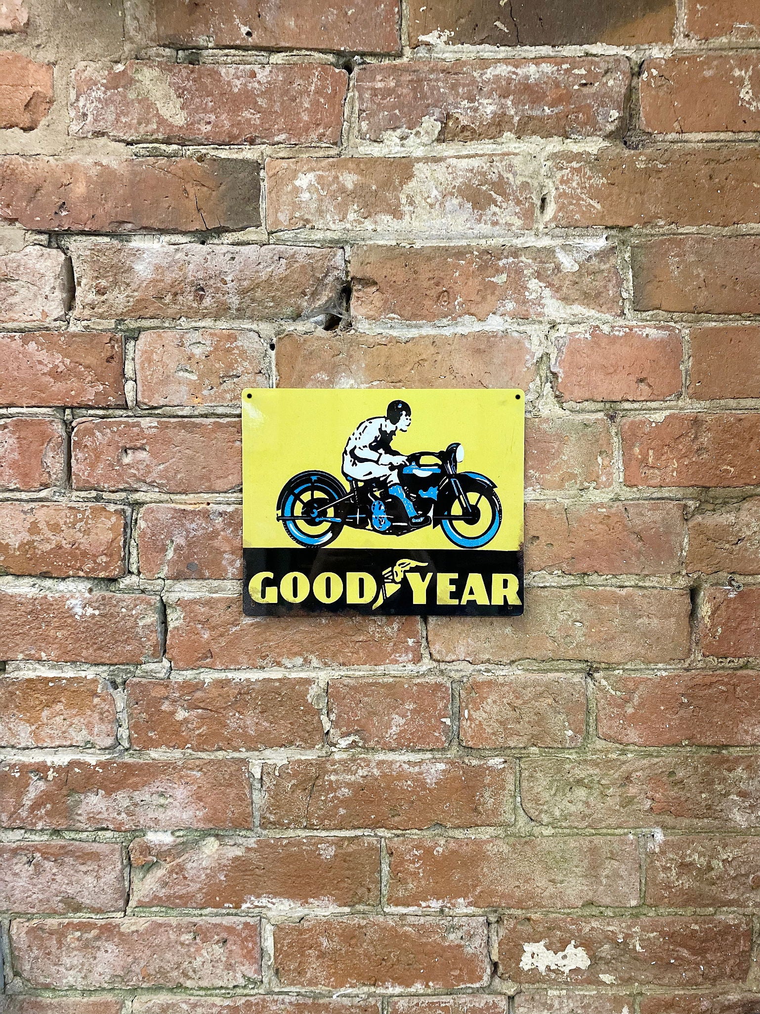 metal-advertising-wall-sign-good-year-tyre-motorbikeat Willow and Wine!