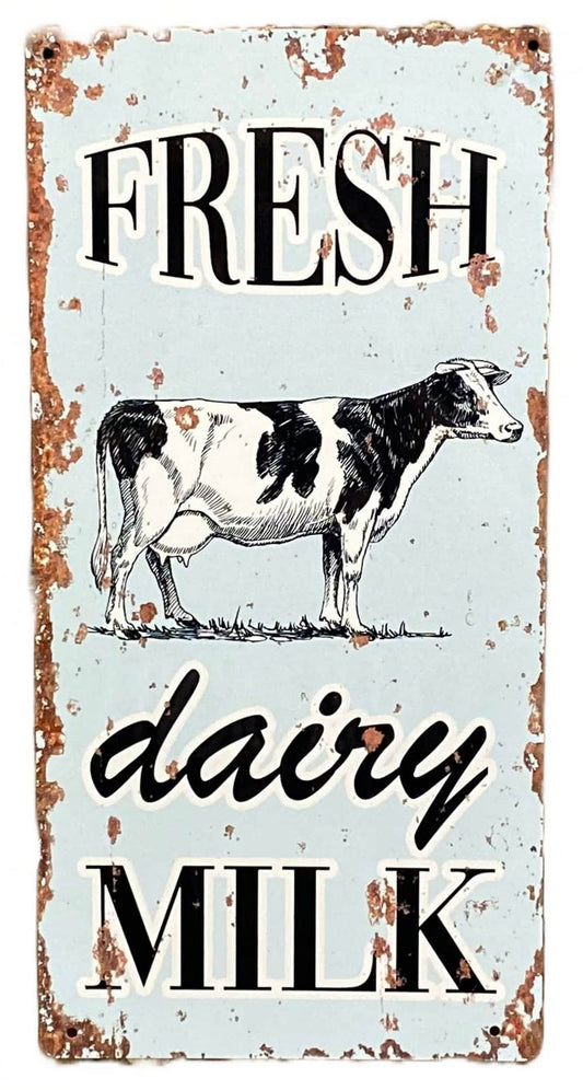 metal-vintage-wall-sign-fresh-dairy-milk-cow-farmat Willow and Wine!