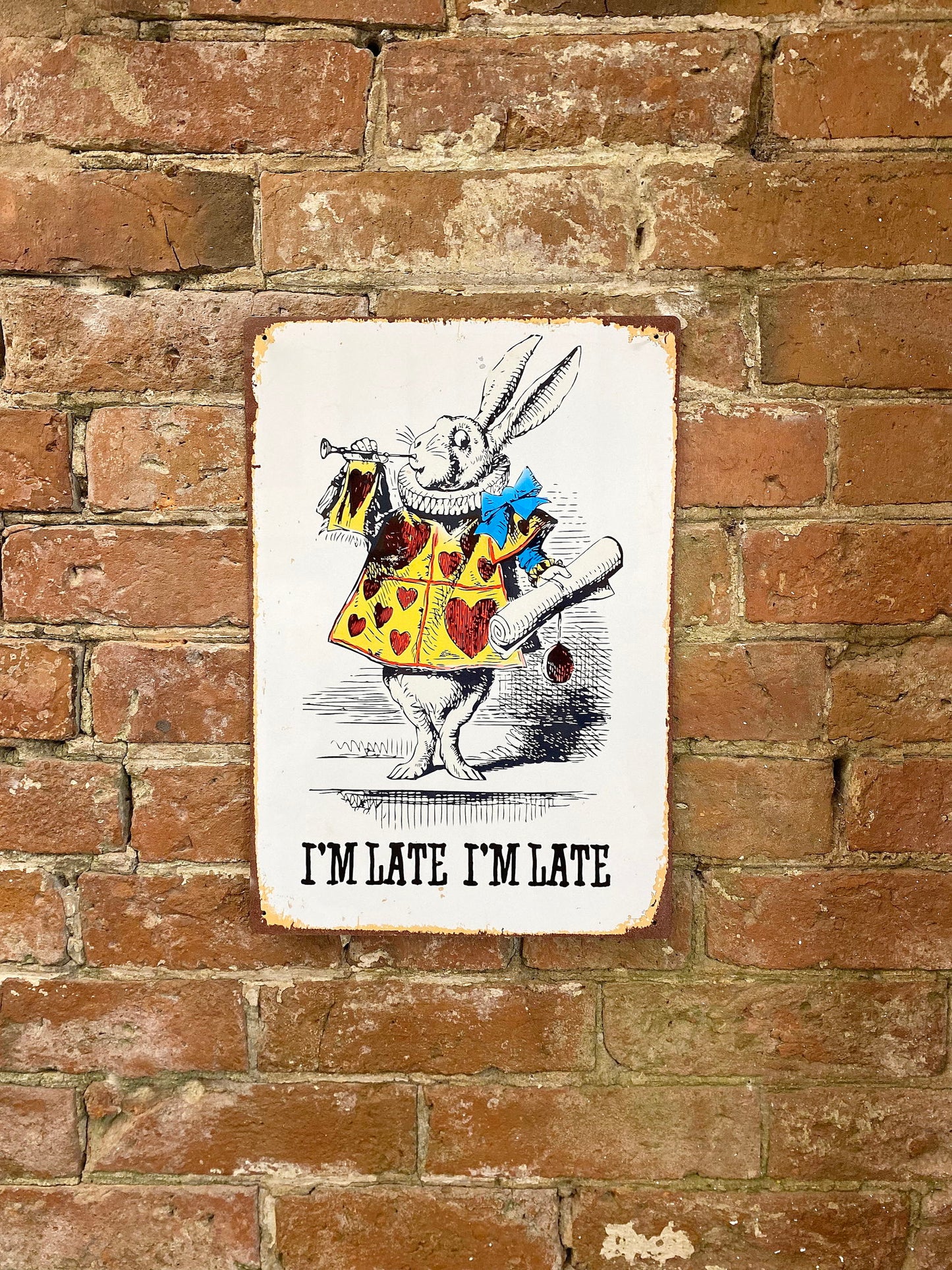 vintage-metal-sign-alice-in-wonderland-im-late-white-rabbitat Willow and Wine!