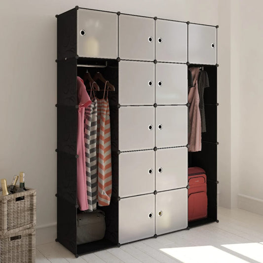 Modular Cabinet 14 Compartments Black and White 37x146x180.5 cm at Willow and Wine