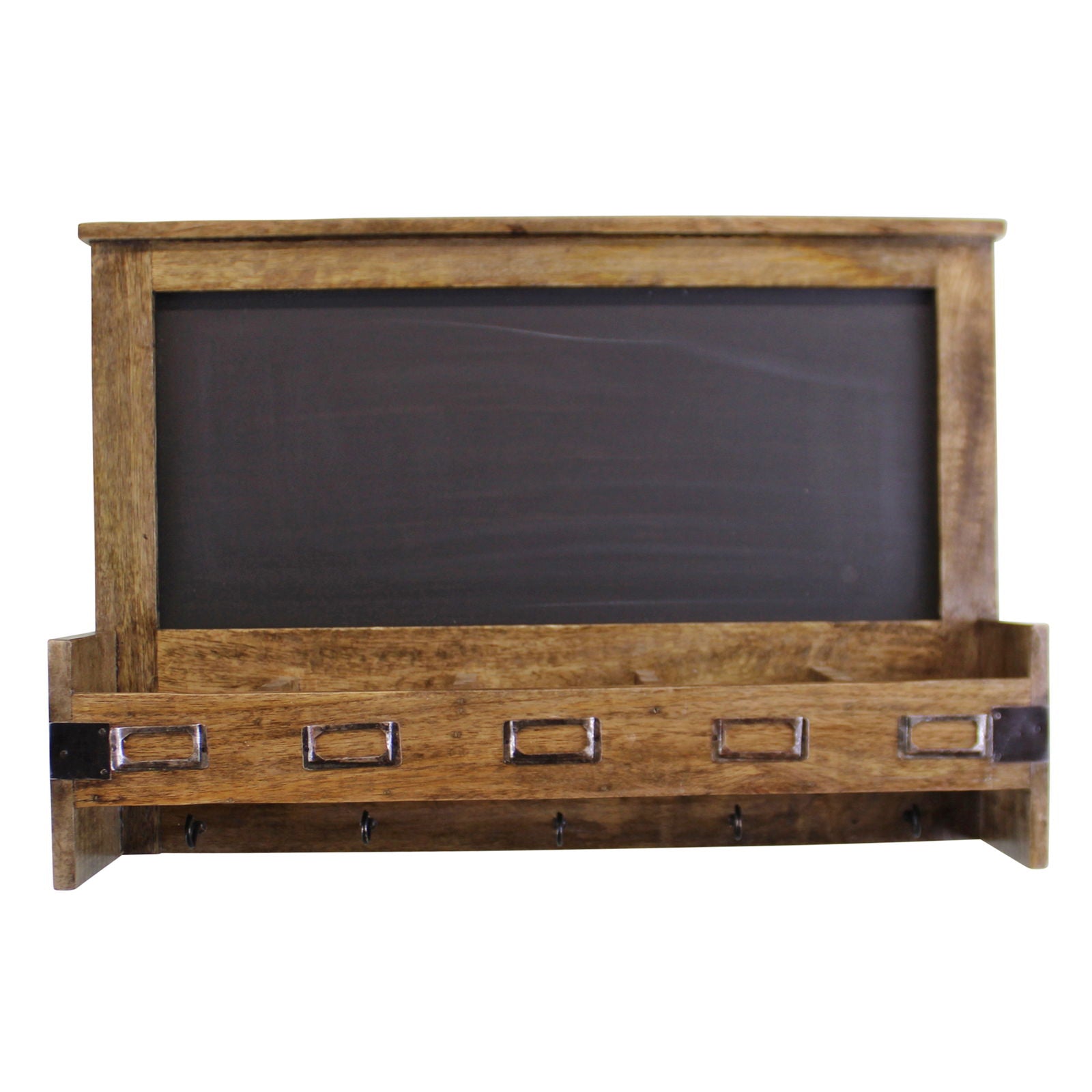 mango-wood-blackboard-with-5-storage-slots-key-hooksat Willow and Wine!