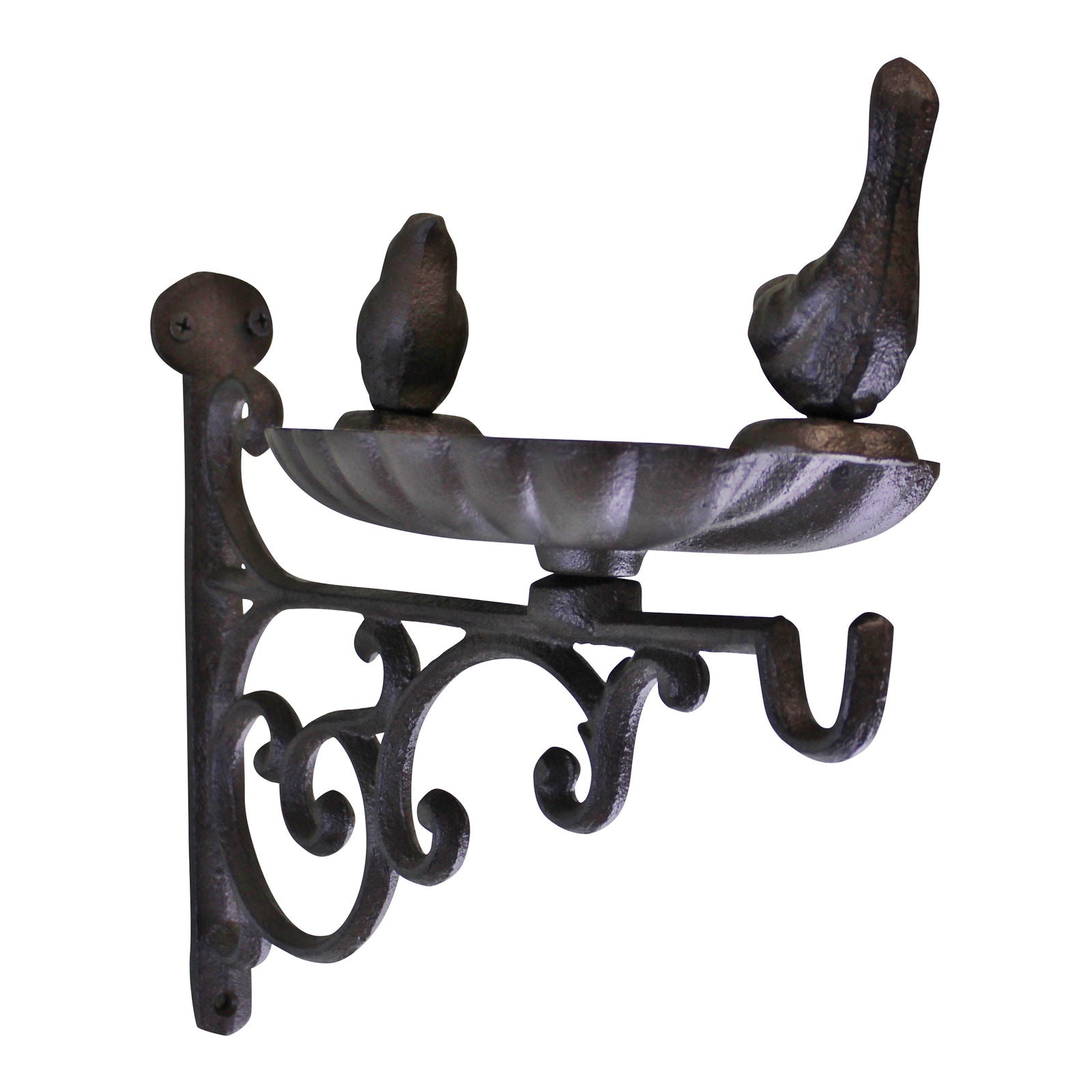 cast-iron-hanging-basket-wall-bracket-with-bird-feederat Willow and Wine!