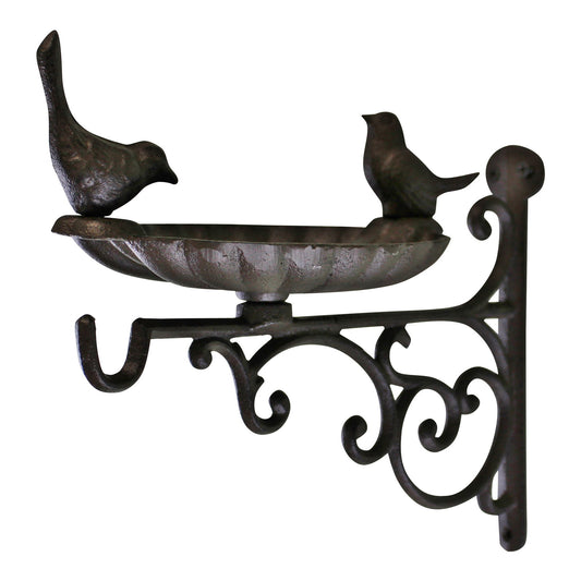 cast-iron-hanging-basket-wall-bracket-with-bird-feederat Willow and Wine!