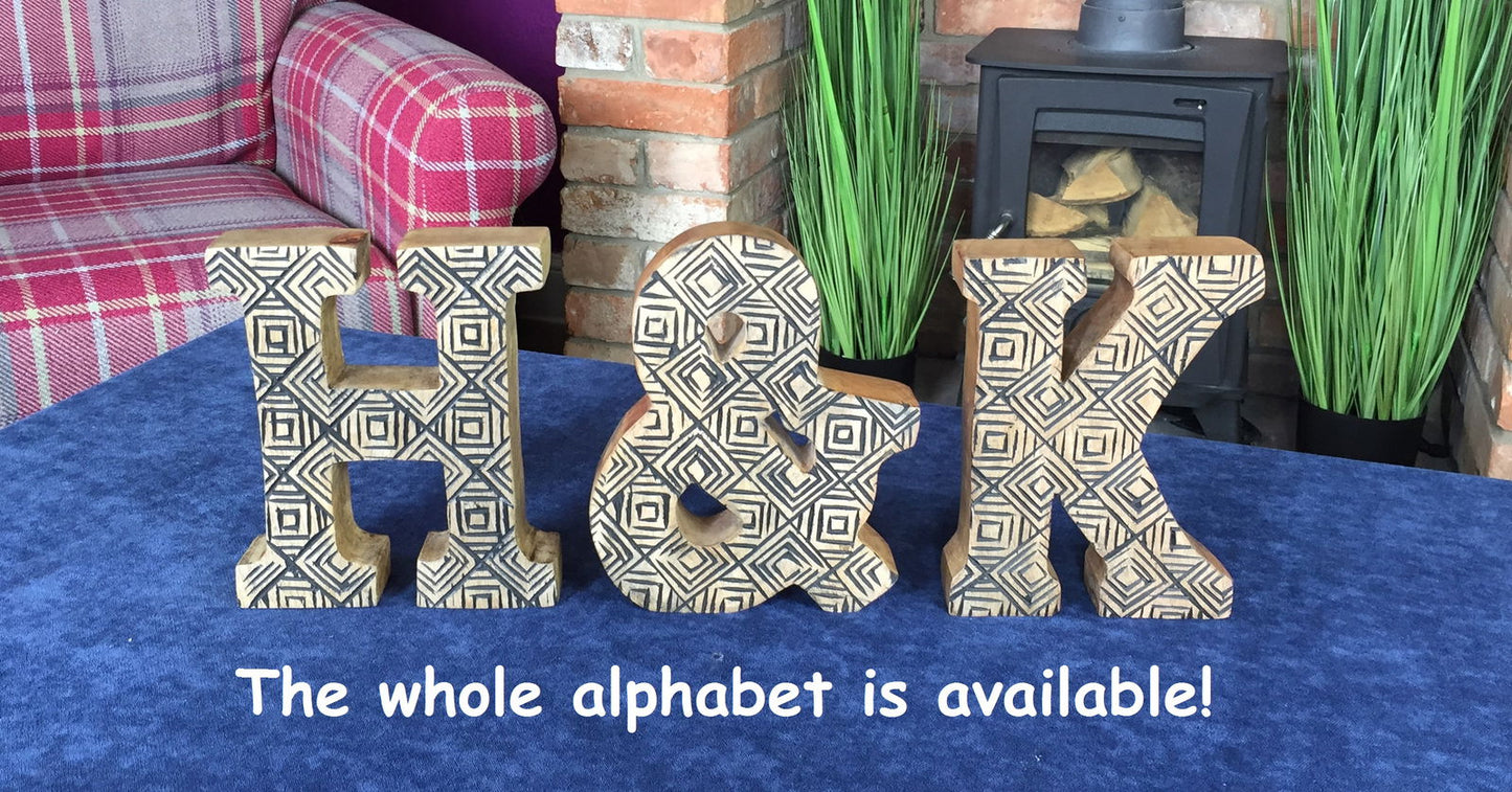 hand-carved-wooden-geometric-letter-kat Willow and Wine!