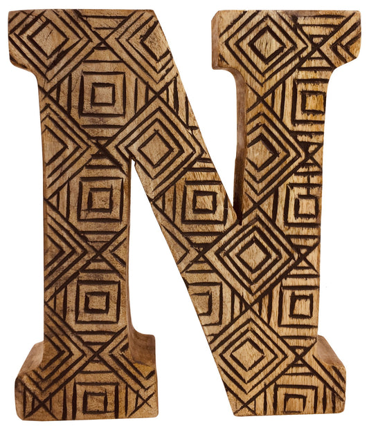 hand-carved-wooden-geometric-letter-nat Willow and Wine!