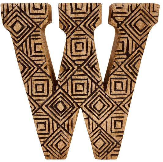 hand-carved-wooden-geometric-letter-wat Willow and Wine!