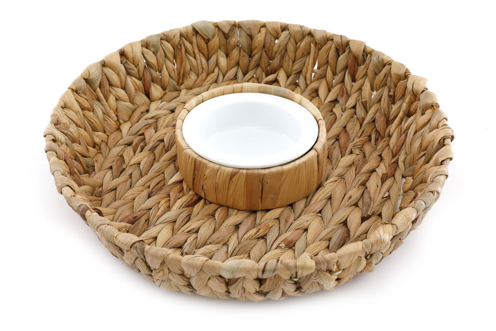 circular-raffia-weaved-chip-dip-tray-35cmat Willow and Wine!