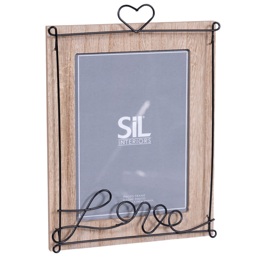 wooden-photo-frame-with-black-wire-love-script-5x7at Willow and Wine!