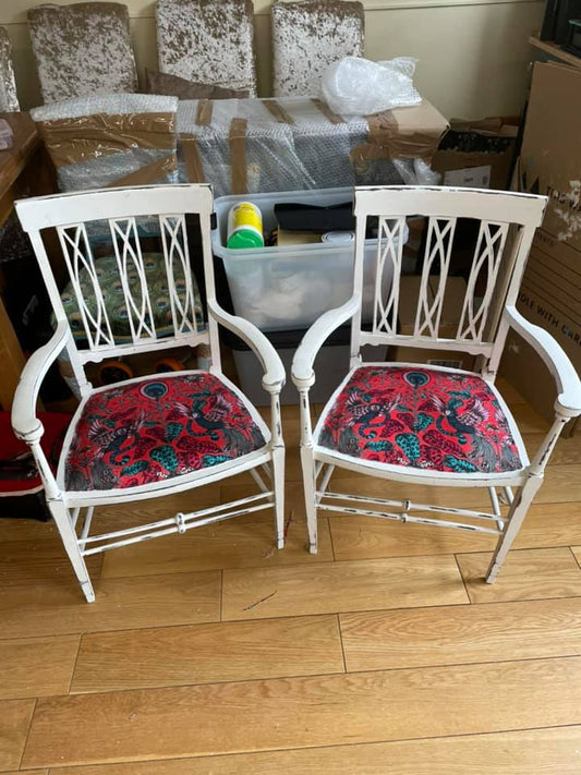 Pair Of Antique Occasional Chairs Willow and Wine
