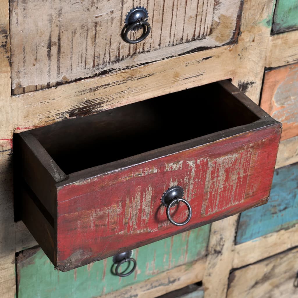 Reclaimed Cabinet Solid Wood Multicolour with 16 Drawers Willow and Wine