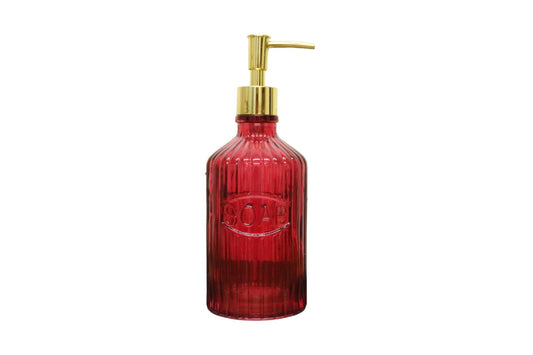 red-glass-soap-dispenserat Willow and Wine!