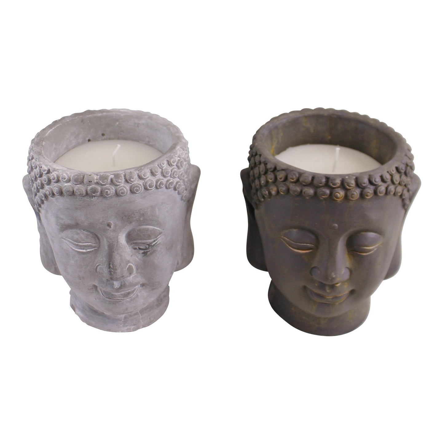 set-of-2-large-cement-buddha-design-candlesat Willow and Wine!