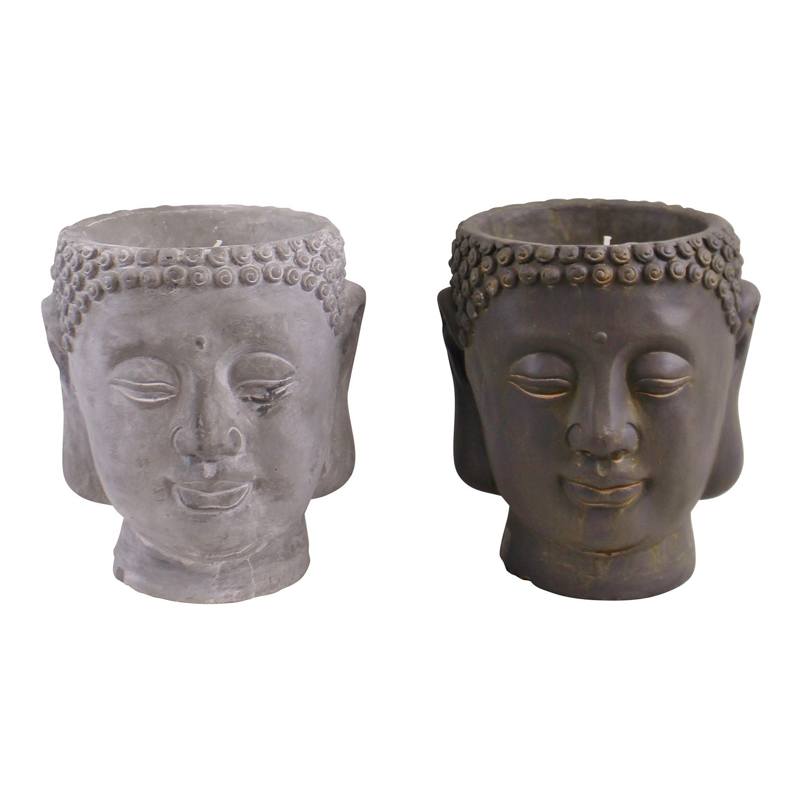 set-of-2-large-cement-buddha-design-candlesat Willow and Wine!