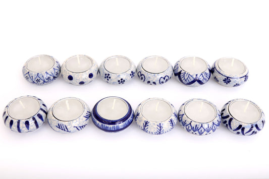 pack-of-12-ceramic-blue-white-crackle-tealightsat Willow and Wine!