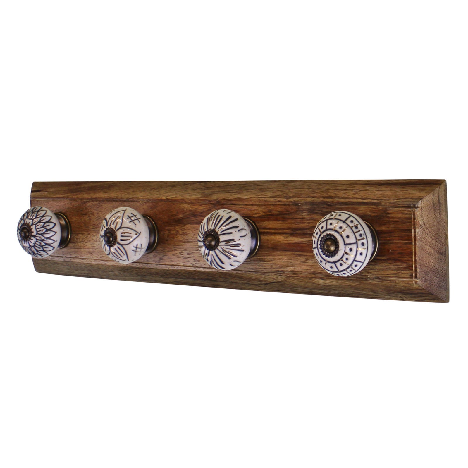 4-single-ceramic-ivory-coat-hooks-on-wooden-baseat Willow and Wine!