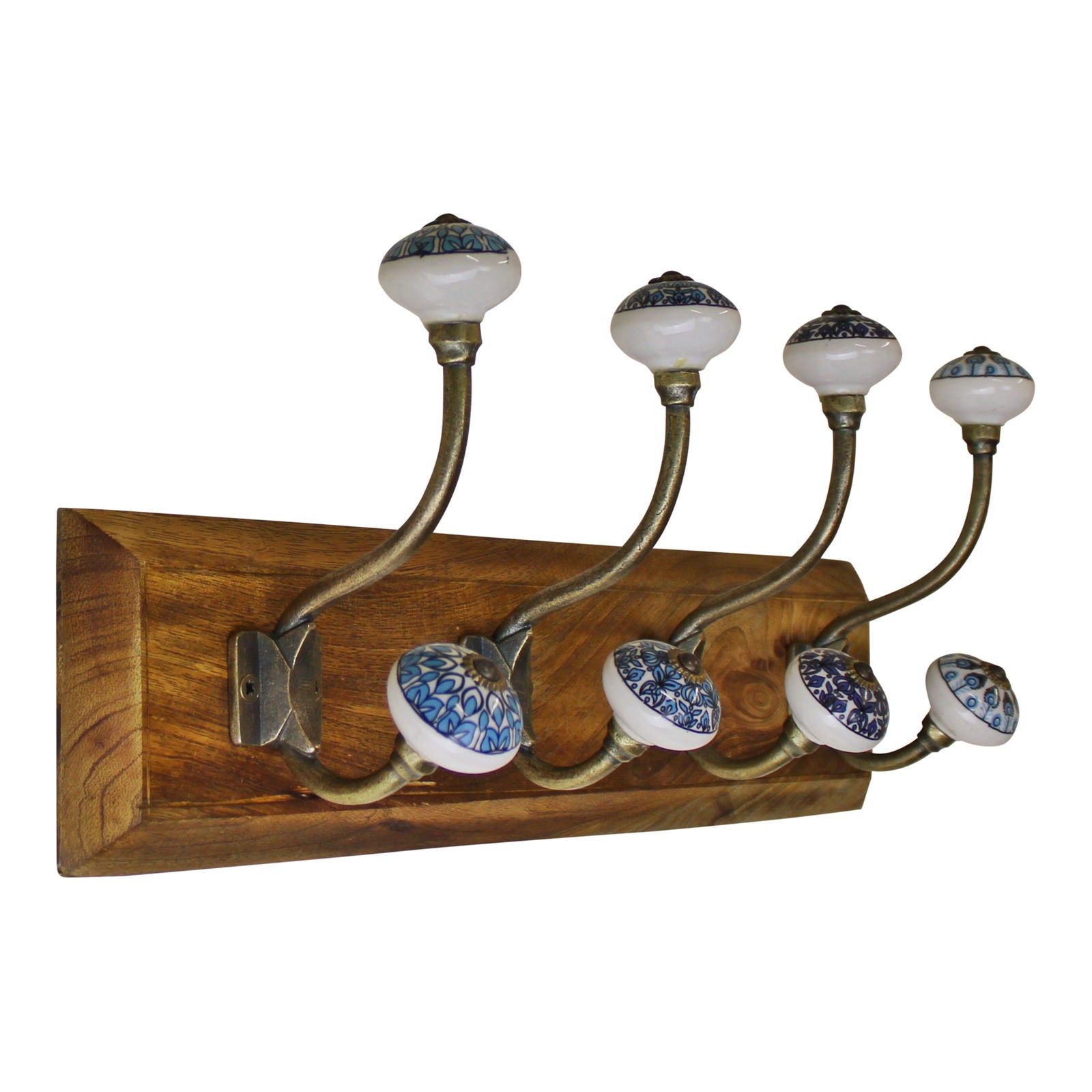 4-double-ceramic-peacock-design-coat-hooks-on-wooden-baseat Willow and Wine!