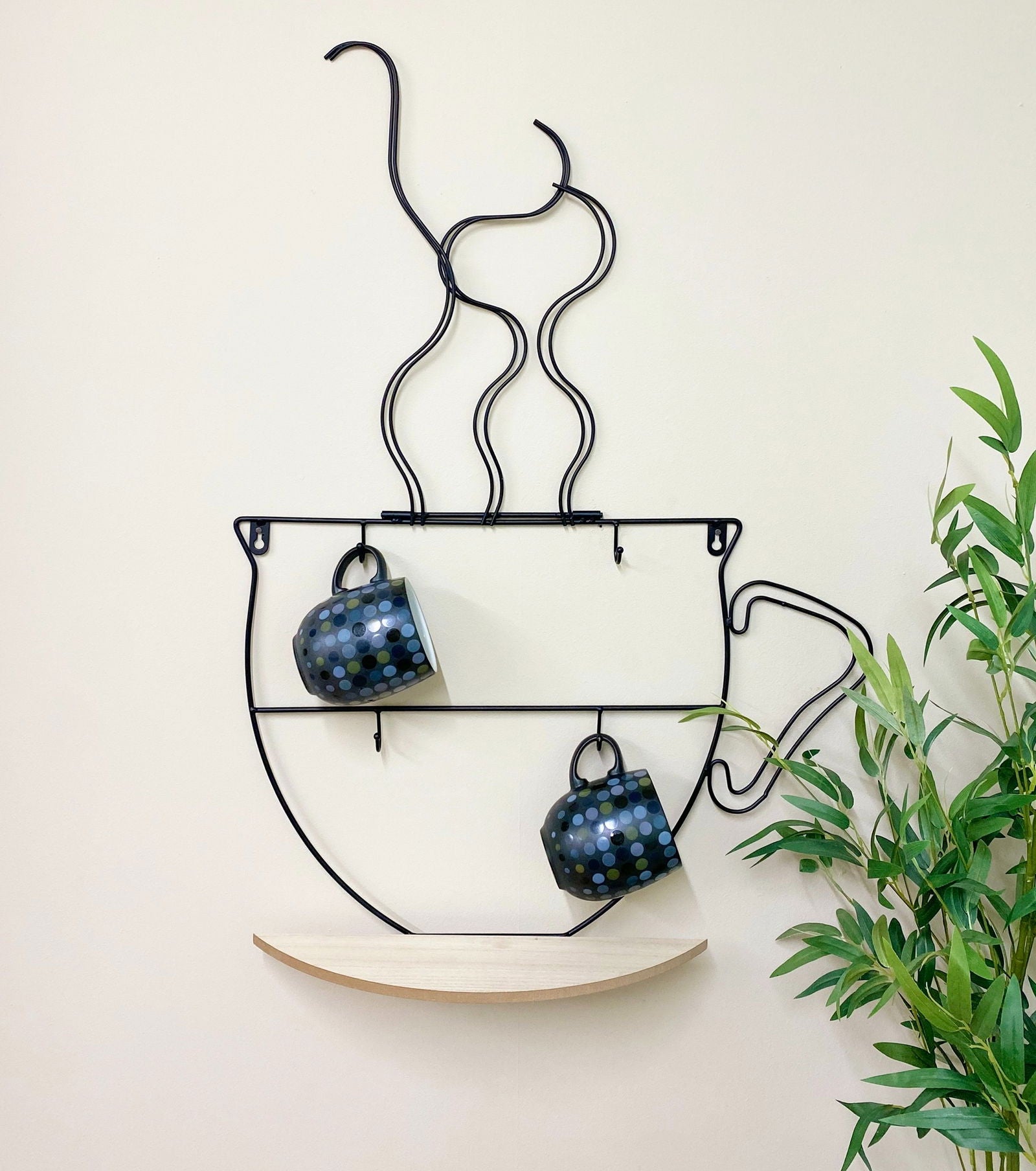 wall-mounted-wire-cup-hanger-wall-shelfat Willow and Wine!