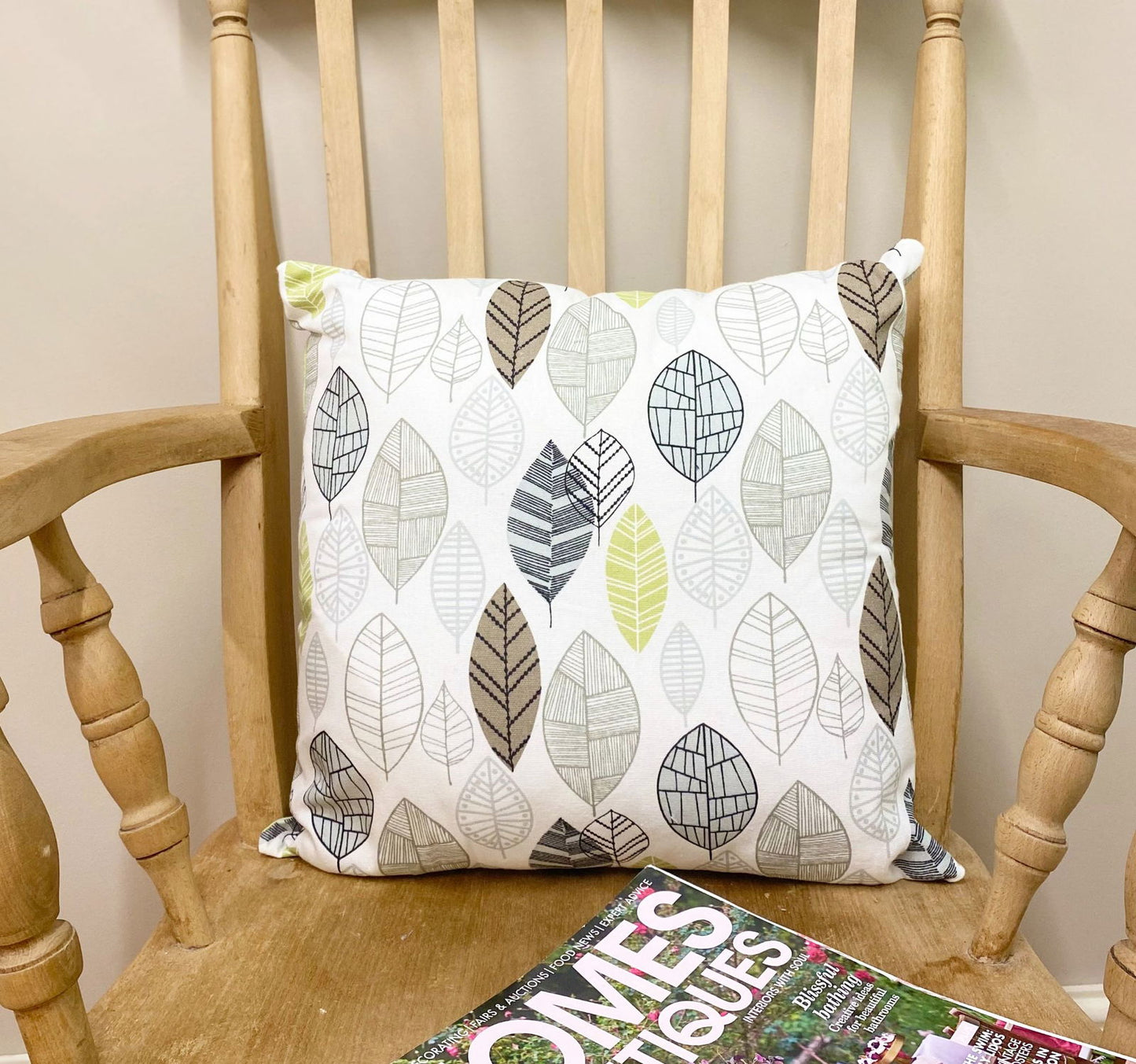 scatter-cushion-with-contemporary-green-leaf-print-design-37cmat Willow and Wine!