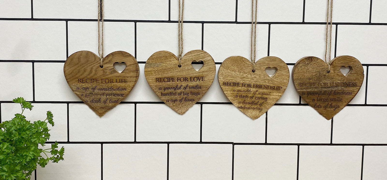 set-of-4-wood-hanging-black-etched-life-recipe-heart-plaqueat Willow and Wine!