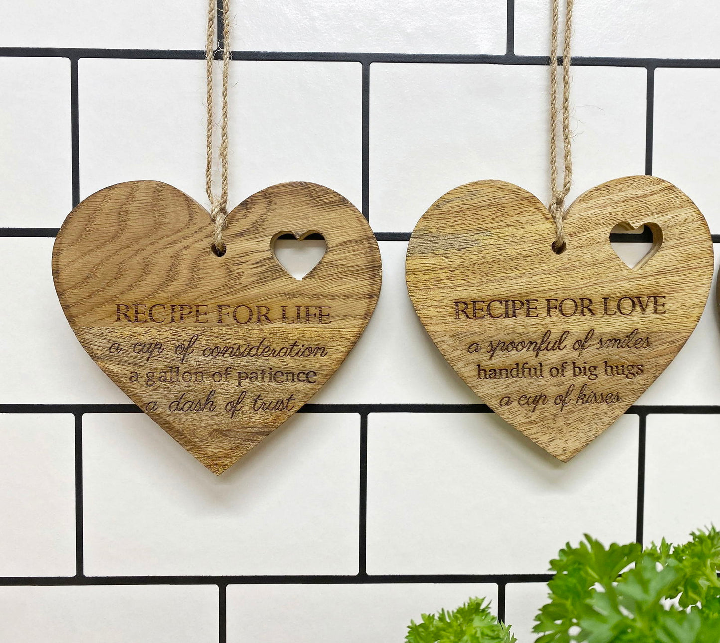 set-of-4-wood-hanging-black-etched-life-recipe-heart-plaqueat Willow and Wine!