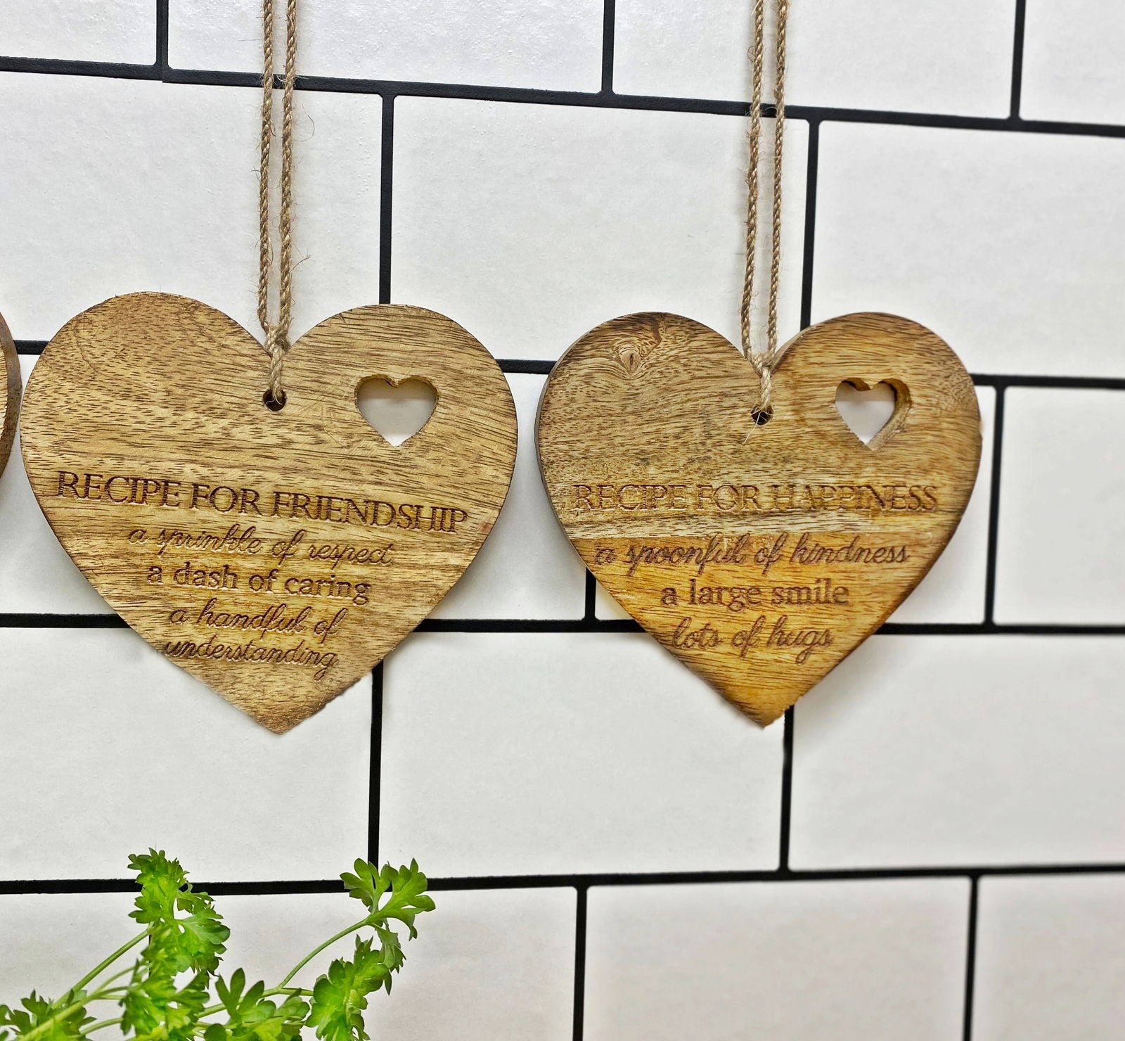 set-of-4-wood-hanging-black-etched-life-recipe-heart-plaqueat Willow and Wine!