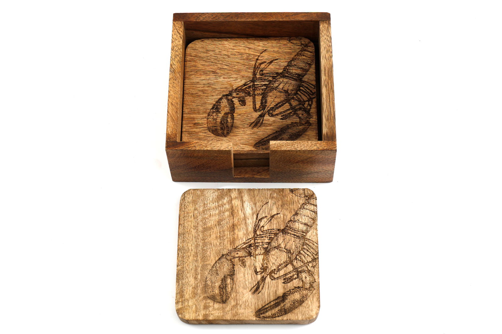 set-of-four-wooden-engraved-lobster-coastersat Willow and Wine!